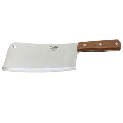 Winco 8" Heavy Duty Chinese Cleaver with Wooden Handle, 3-1/2