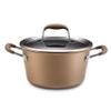 Anolon Advanced Hard Anodized Nonstick Sauce Pan/Saucepan with Lid, 4.5 Quart, Brown view 2