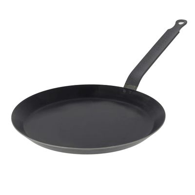 de Buyer Blue Carbon Steel Crepe & Tortilla Pan - 8 Diameter, 6.25" Cooking Surface - Ideal for Making & Reheating Crepes, Tortillas & Pancakes - Naturally Non-Stick Finish - Made in France