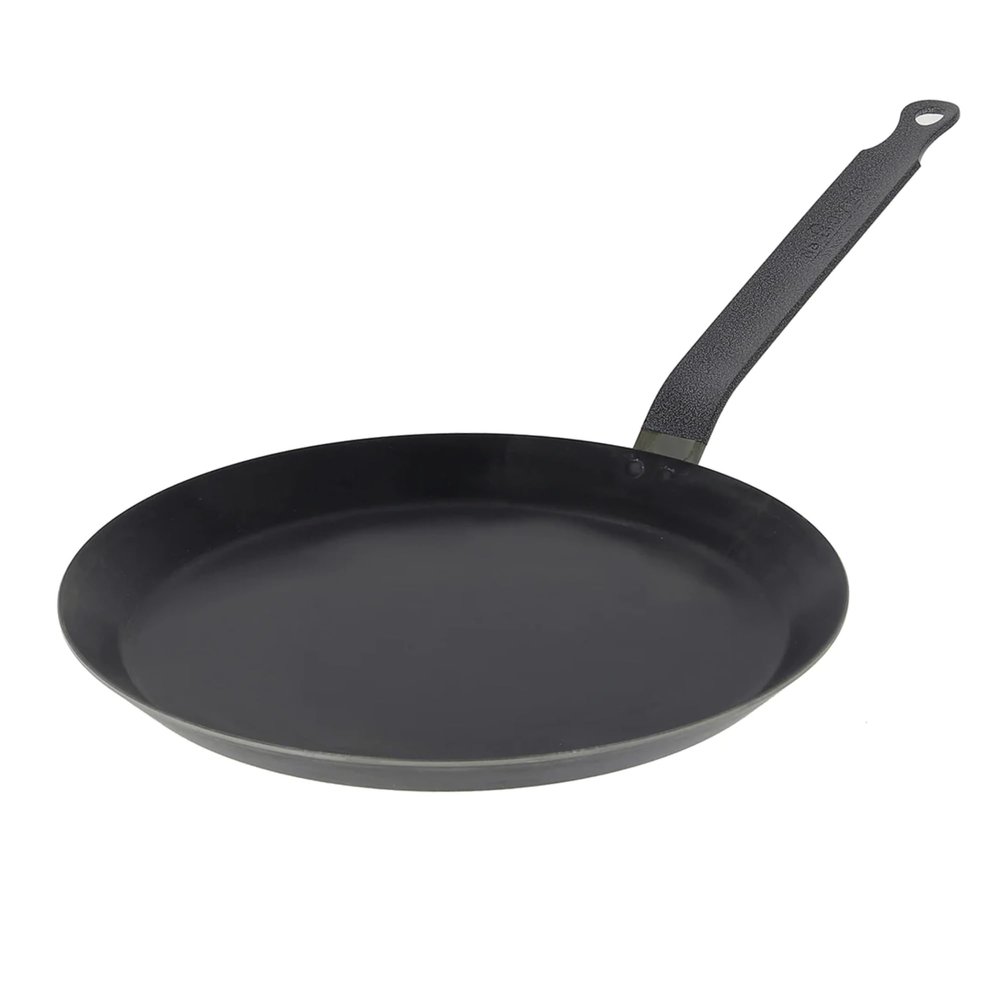 de Buyer Blue Carbon Steel Crepe & Tortilla Pan - 8 Diameter, 6.25" Cooking Surface - Ideal for Making & Reheating Crepes, Tortillas & Pancakes - Naturally Non-Stick Finish - Made in France