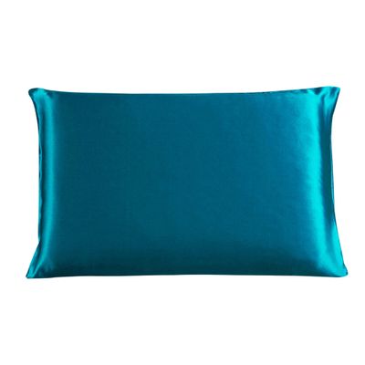 uxcell 1 Pack 100% Charmeuse Pure Silk Pillowcase for Hair and Skin, 350TC 19 Momme Soft Breathable Pillow Case with Hidden Zipper, Peacock Blue Silk Pillowcase Travel (14x20inch)