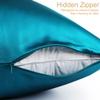 uxcell 1 Pack 100% Charmeuse Pure Silk Pillowcase for Hair and Skin, 350TC 19 Momme Soft Breathable Pillow Case with Hidden Zipper, Peacock Blue Silk Pillowcase Travel (14x20inch) view 4