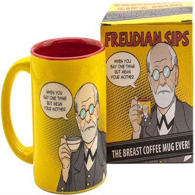 The Unemployed Philosophers Guild Freudian Sips Coffee Mug - Drink Your Coffee and Undo Years of Repression, Comes in a Fun Gift Box, 12oz