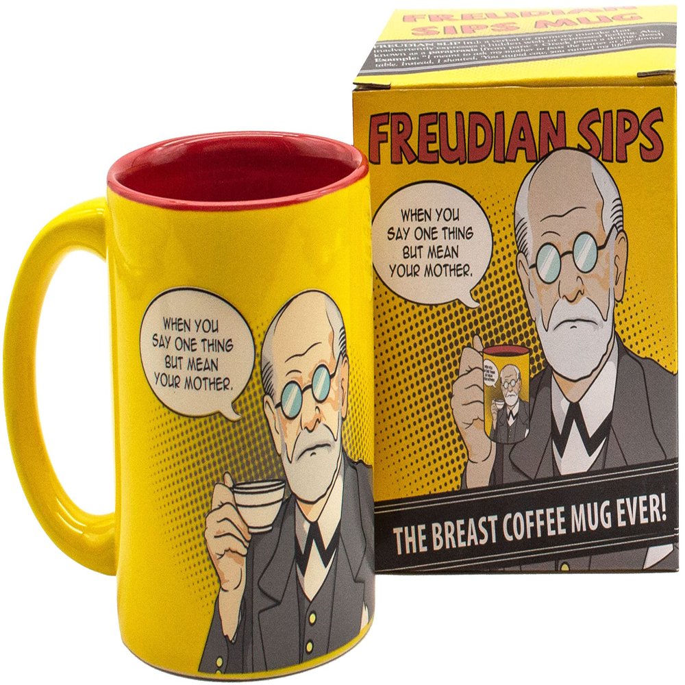 The Unemployed Philosophers Guild Freudian Sips Coffee Mug - Drink Your Coffee and Undo Years of Repression, Comes in a Fun Gift Box, 12oz