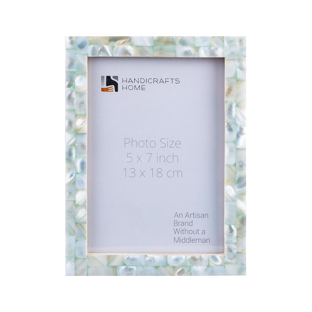 Handicrafts Home 5x7 Picture Frame Mother of Pearl Collection, Handcrafted Photo Frame, Small Picture Frame for Living Room, Wall Decor, Office Desk Decor, Vintage Picture Frames, Gift for her, Thanksgiving gift for friends & Family