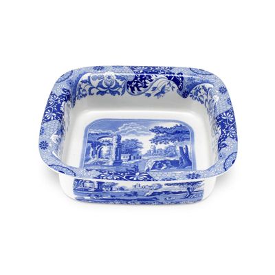 Spode Blue Italian Square Dish | 10 Inch Baking Dish for Serving Lasagna, Casserole, and Vegetables | Made from Fine Porcelain | Microwave and Dishwasher Safe
