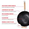 JOYCE CHEN Professional Series 14-Inch Cast Iron Wok with Maple Handle view 2