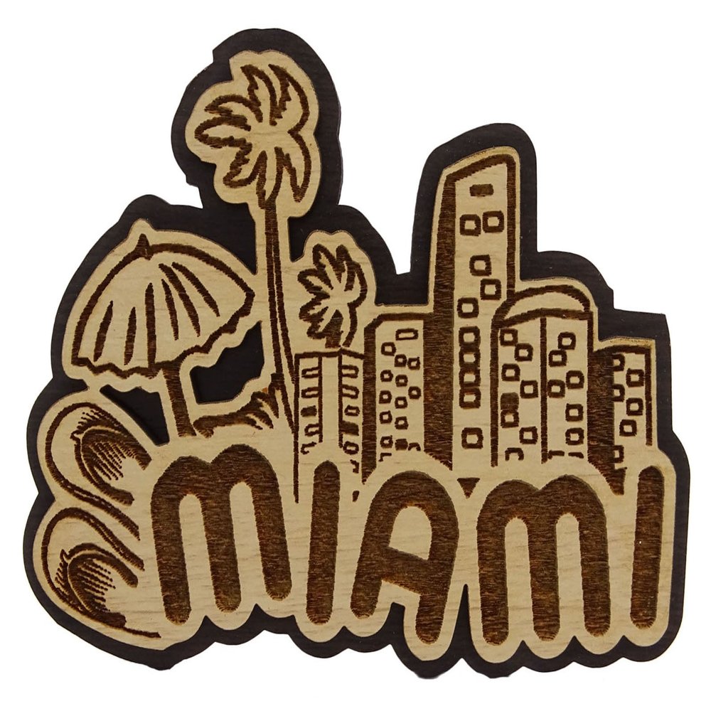 Miami Wood Engraved Fridge Magnet Souvenir Gift