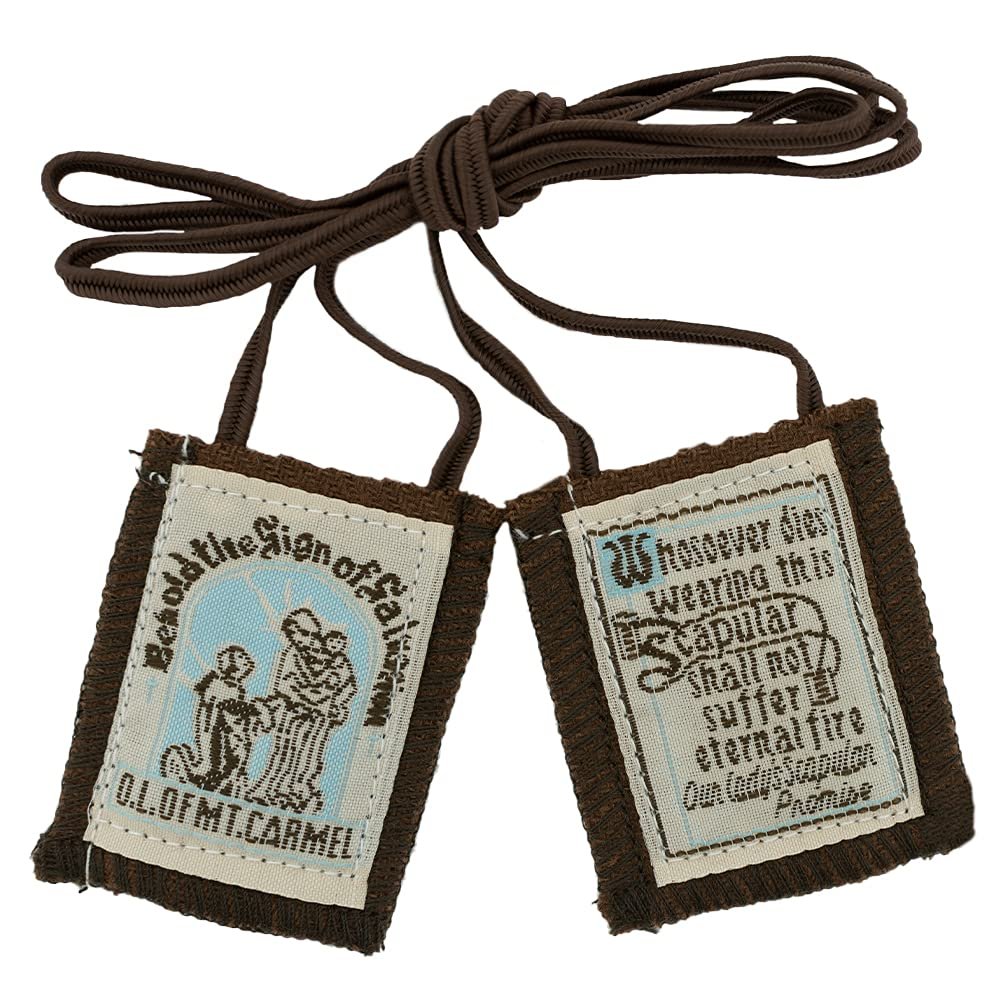 1 X Brown Scapular - "Behold the Sign of Salvation"