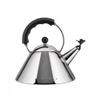Alessi 9093 B - Design Kettle with Handle and Bird-Shaped Whistle, Stainless Steel and PA, Black view 1