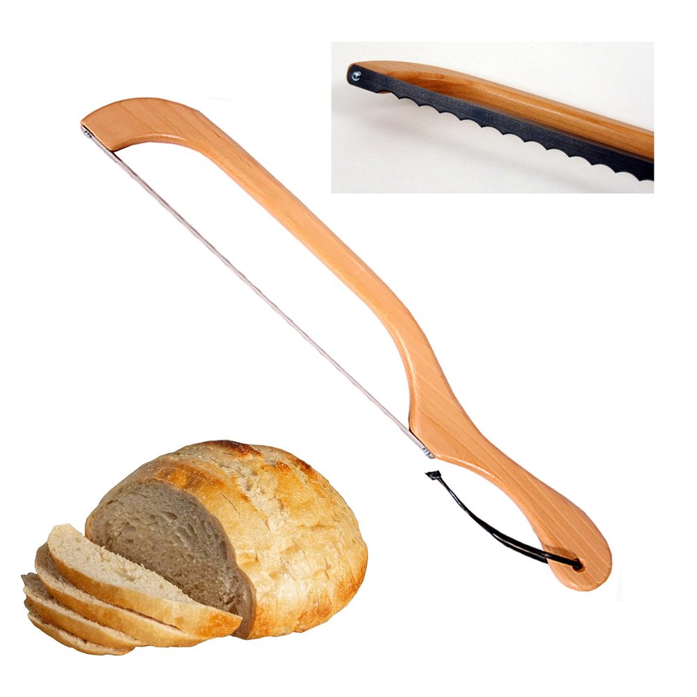 Out of the Woods of Oregon Made in the USA Bow Style Bread and Bagel Slicer Bread Knife for slicing Sourdough, Bagels and more - Natural Alder (RIGHT HANDED)
