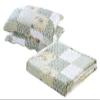 All American Collection New Reversible 3pc Floral Printed Patchwork Blue/Green Bedspread/Quilt Set Matching Curtains Available (King/Cal King Size) view 3
