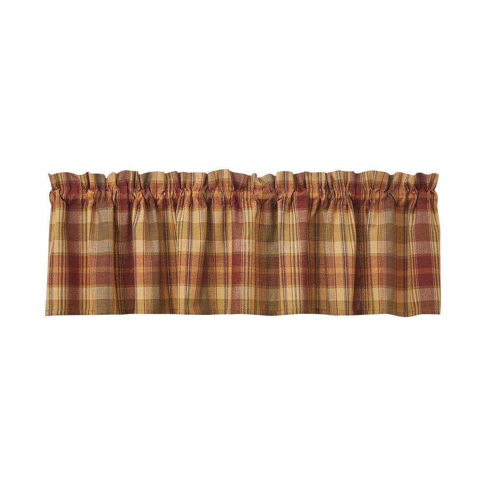 Park Designs Farmhouse Kitchen Valances for Windows - Red Saffron | Fall Decor Window Valance Curtains | Plaid Curtain Valances for Windows | Ideal for BOHO Living Rooms & Bathrooms | 72" x 14"