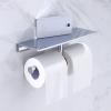 Sanliv Heavy-Duty Double Toilet Paper Holder, Polished Chrome Dual Roll Toilet Tissue Holder with Phone Shelf | Solid Brass, Wall-Mount | Home & Commercial Bathroom view 2