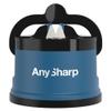AnySharp  GLOBAL  Hands Free Knife Sharpener - Easy to Use Sharpening Tool with PowerGrip Suction Base and 20-Degree Pre-set Angle - For All Knives: Chefs, Serrated, and Hardened Steel - Blue view 1