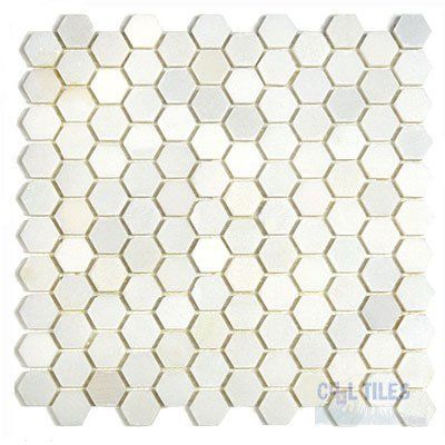 White Marble 1" Hexagon HONED Mosaic Tile Meshed on 12x12 sheet