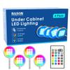 BASON LIGHTING RGB Under Cabinet Lighting, Wireless Remote Control, 16-Color Plug in Puck Lights, Dimmable LED Cabinet Light Kit for Kitchen, Bookshelf, Counter, 4 Pack view 1