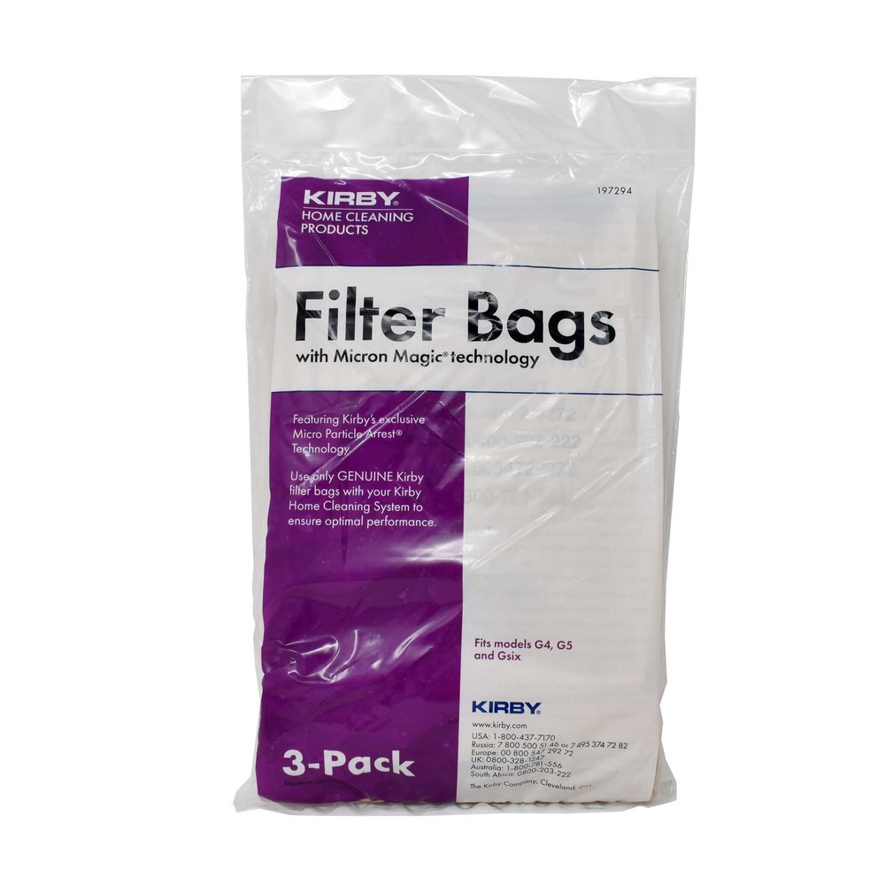 Kirby Vacuum Bags  Genuine Micron Magic Filtration  Compatible with G3, G4, G5, G6  OEM Part #197294  3-Pack