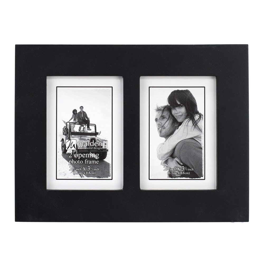 Malden Double 2x3 Picture Frame - Wide Real Wood Molding, Real Glass - Black