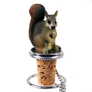 Conversation Concepts Squirrel Bottle Stopper for Wine bottles- pewter, Red
