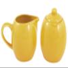 Yellow Ceramic Creamer and Sugar Service Set with Lid view 1