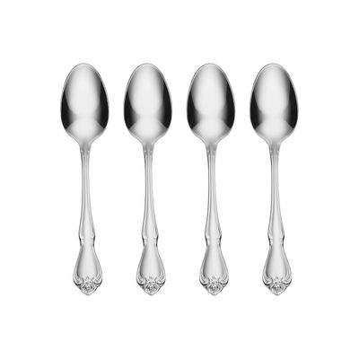 Oneida Silverware Set, True Rose Everyday Flatware Teaspoons Set, Service For 4, 18/0 Stainless Steel, 5.97 x 1.26-Inch, Dishwasher Safe, Mirror Finish, Utensils Set, Tea spoon (Silver, 4 Piece)