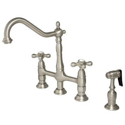 Kingston Brass KS1278AXBS Heritage Kitchen Faucet with Brass Sprayer, 8-3/4", Brushed Nickel