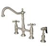 Kingston Brass KS1278AXBS Heritage Kitchen Faucet with Brass Sprayer, 8-3/4", Brushed Nickel view 1