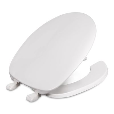 Centoco 220-001 Round Plastic Toilet Seat, Open Front with Cover, Heavy Duty Hinge, Regular Duty Residential or Light Weight Commercial Use, White