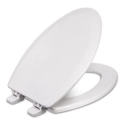 Centoco Elongated Toilet Seat, Heavy-Duty Wood Core with Plastic Scratch-Resistant Finish, Residential, Made in the USA, 900-301, Crane White (Cotton/Bright)