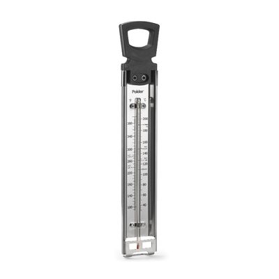 Polder Candy Thermometer, Stainless Steel Cooking Thermometer with Pot Clip, for Jam, Syrup, Jelly, Yogurt, and Deep Fry, 12"