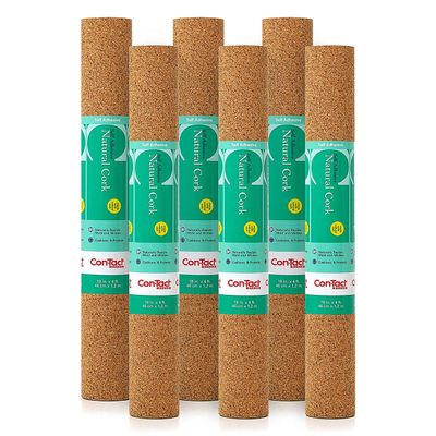 Con-Tact Brand Multi-Purpose Cork Shelf Liner, 18" x 4', Brown, Pack of 6