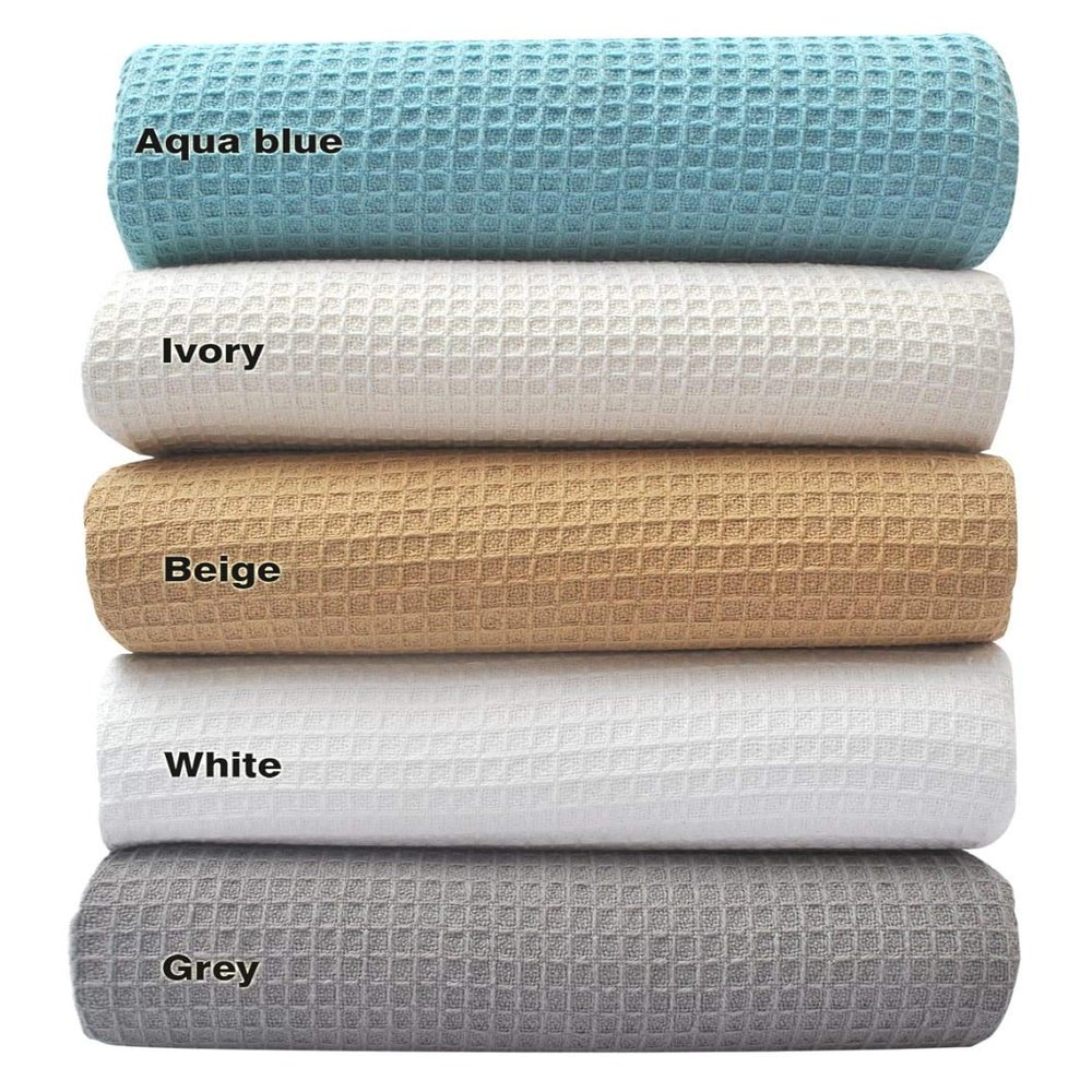 Tex Trend 100% Cotton Blankets Queen Size Waffle Weave Versatile Cotton Blanket Breathable and Soft for Spring Summer Gift for Women, White, 90x90 Inches