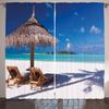 Ambesonne Landscape Curtains, Island Caribbean Honeymoon Themed Beach Seashore Ocean Print, Living Room Bedroom Window Drapes 2 Panel Set, 108" X 63", Brown Turquoise view 1