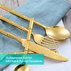 Flatasy Flatware Set Gold Silverware Set with Bamboo Pattern Mirror Polished 20 Pieces Cutlery Set Housewarming Wedding Gift Service for 4 view 3