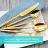Flatasy Flatware Set Gold Silverware Set with Bamboo Pattern Mirror Polished 20 Pieces Cutlery Set Housewarming Wedding Gift Service for 4 view 4