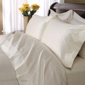 Vanessa Collection Egyptian Cotton 600 Thread Count Solid Sateen 3 Pc Duvet Cover Set Ecru - Full.
