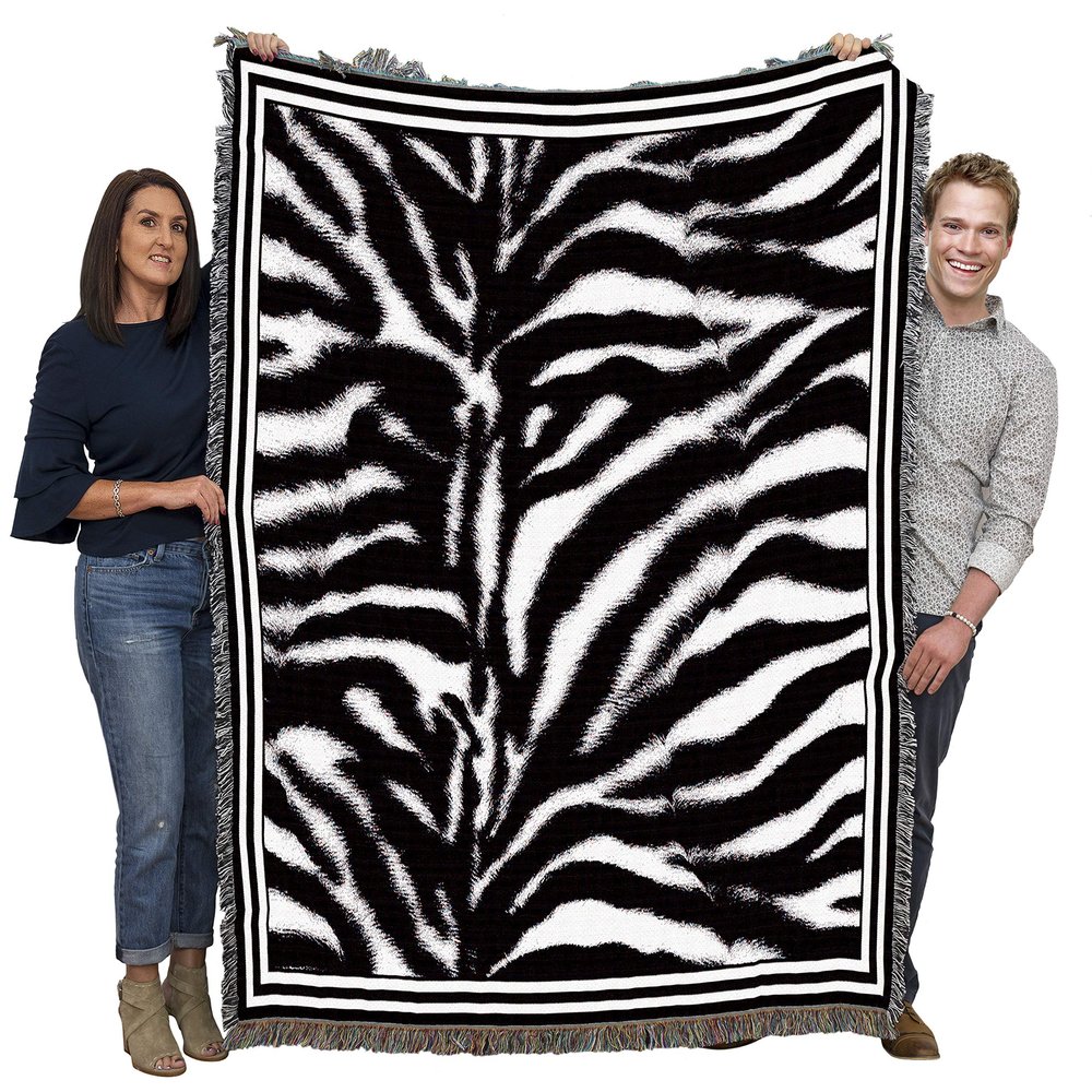 Pure Country Weavers Zebra Skin Blanket - Wildlife Gift Tapestry Throw Woven from Cotton - Made in The USA (72x54)