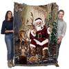 Pure Country Weavers Christmas Time to Go Blanket by Terry Doughty - Santa Claus Saint Nicholas Nick Kris Kringle Reindeer Cat - Gift Tapestry Throw Woven from Cotton - Made in The USA (72x54) view 1