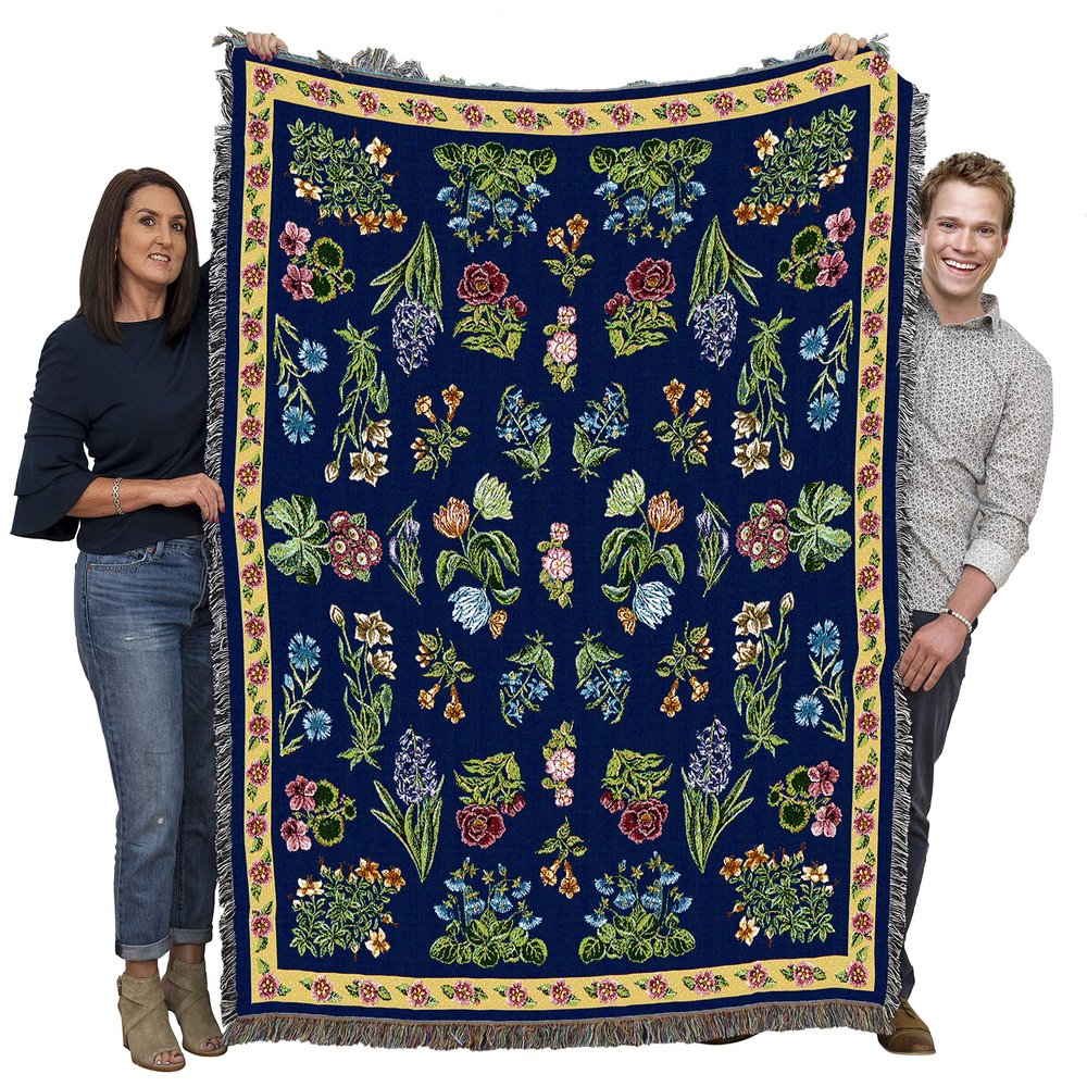 Pure Country Weavers Greyson's Floral Blanket - Garden Floral Gift Tapestry Throw Woven from Cotton - Made in The USA (72x54)