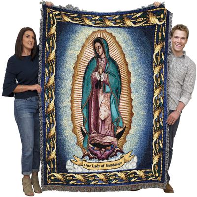 Our Lady Of Guadalupe - Nuestra Seora de Guadalupe - Catholic Mexicans Mexico - Religious Gift Tapestry Throw Woven from Cotton - Made in the USA (72x54)