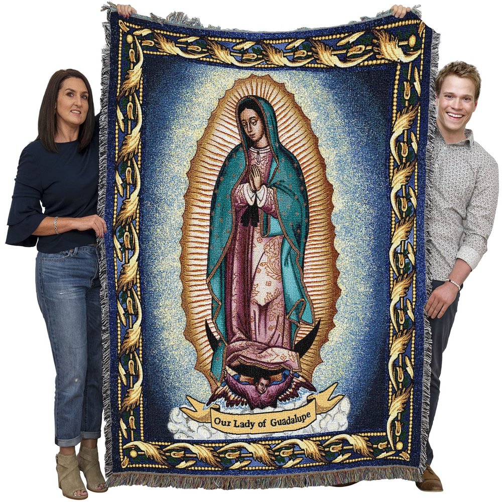 Our Lady Of Guadalupe - Nuestra Seora de Guadalupe - Catholic Mexicans Mexico - Religious Gift Tapestry Throw Woven from Cotton - Made in the USA (72x54)
