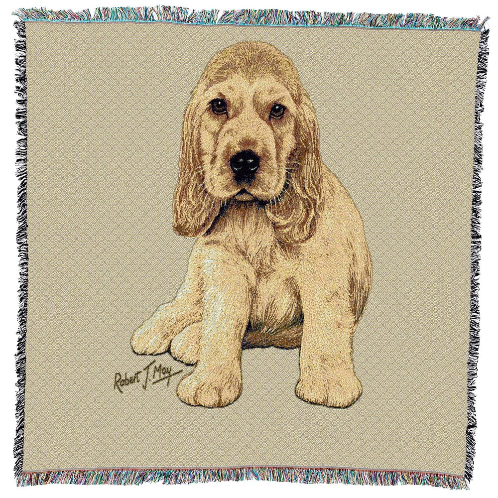 Pure Country Weavers Cocker Spaniel Puppy Lap Square Blanket by Robert May - Sporting Group - Gift for Dog Lovers - Tapestry Throw Woven from Cotton - Made in The USA (54x54)
