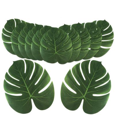 OurWarm 24pcs Large Artificial Tropical Palm Leaves, Faux Safari Leaves Monstera Fake Leaves, Hawaiian Luau Party Jungle Beach Theme Decorations for Birthday Party Safari Table Decorations Supplies