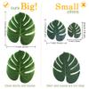 OurWarm 24pcs Large Artificial Tropical Palm Leaves, Faux Safari Leaves Monstera Fake Leaves, Hawaiian Luau Party Jungle Beach Theme Decorations for Birthday Party Safari Table Decorations Supplies view 2