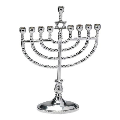 Rite Lite Hanukkah Silver Menorah - Modern & Polished Chanukah Menorah Jewish Holiday Party Favors Decorations Judaica Festival of Lights
