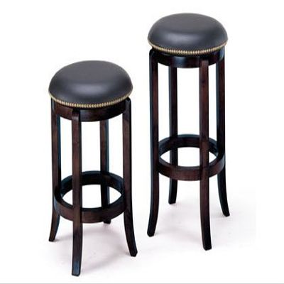 Two 24" Espresso Swivel Bar Stool with Leather Seat By Acme