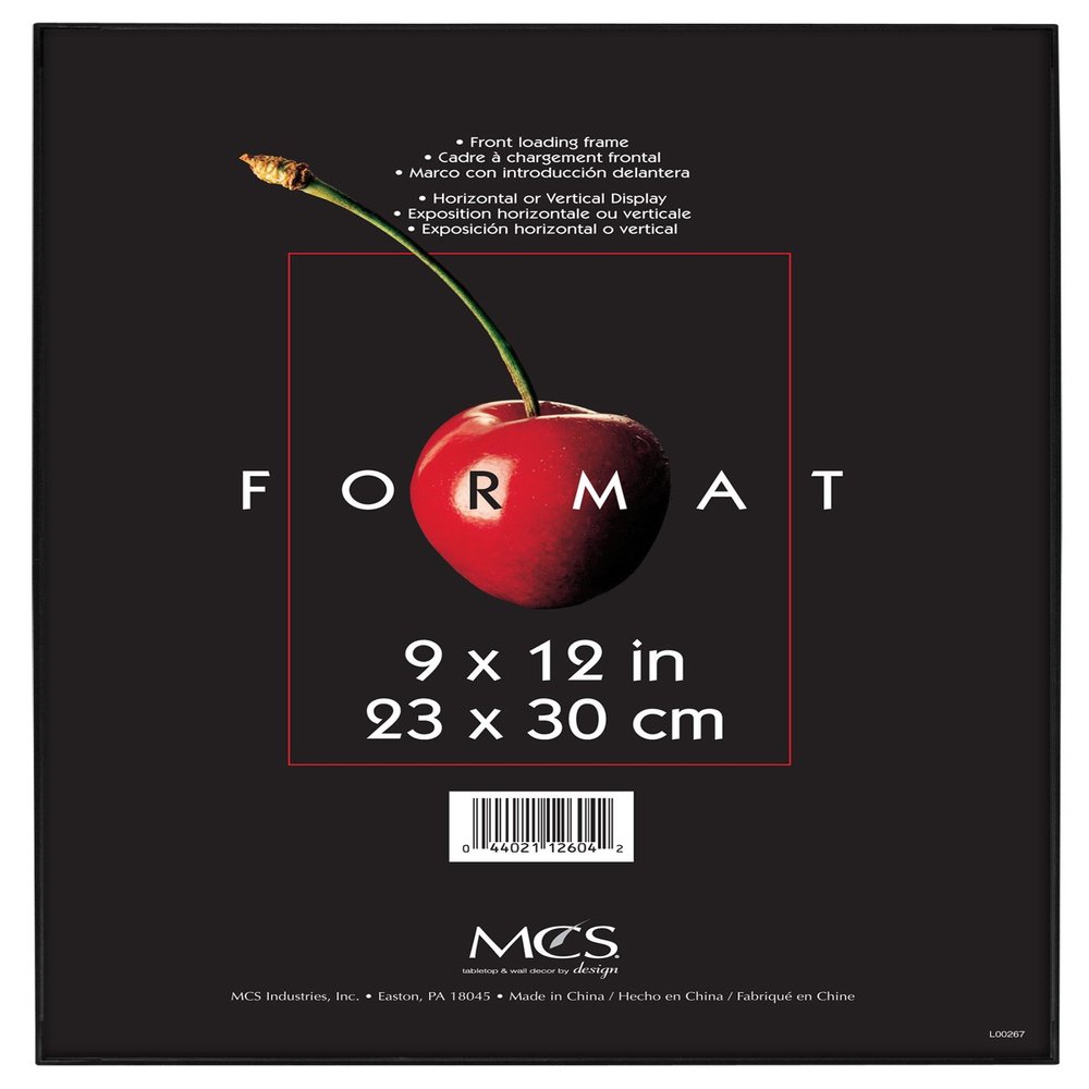 MCS Format 9x12 Picture Frame Black, Vertical & Horizontal Wall Hanging Picture Frame for Photos & Art Prints (1-Pack)