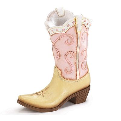 Pink Ladies Cowboy Cowgirl Boot Vase - Great Western Country Home Accent