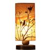 Bieye L10272 Birds in The Tree Wooden Style Table Lamp Night Light with Wood Lampshade Bronze Metal Base for Bedside Bedroom Living Room, Cylinder-Shaped (Bronze) view 1